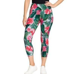 Old Navy Active‎ Yoga XS 7/8 Ankle Leggings Multi Floral High Rise Go-Dry New